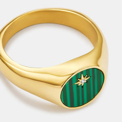Malachite North Star Signet Ring (Gold)
