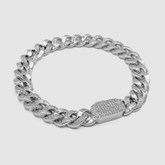 Half Iced Cuban Bracelet (Silver) 8mm