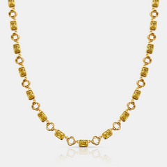 Yellow Gemstone Clover Necklace (Gold)