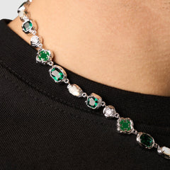 Melted Emerald Gemstone Necklace (Silver)