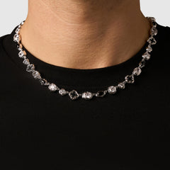 Melted Onyx Gemstone Necklace (Silver)