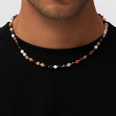 Stone Beaded Necklace (Silver)