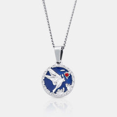 Enamel Swallow Pendant (Silver)