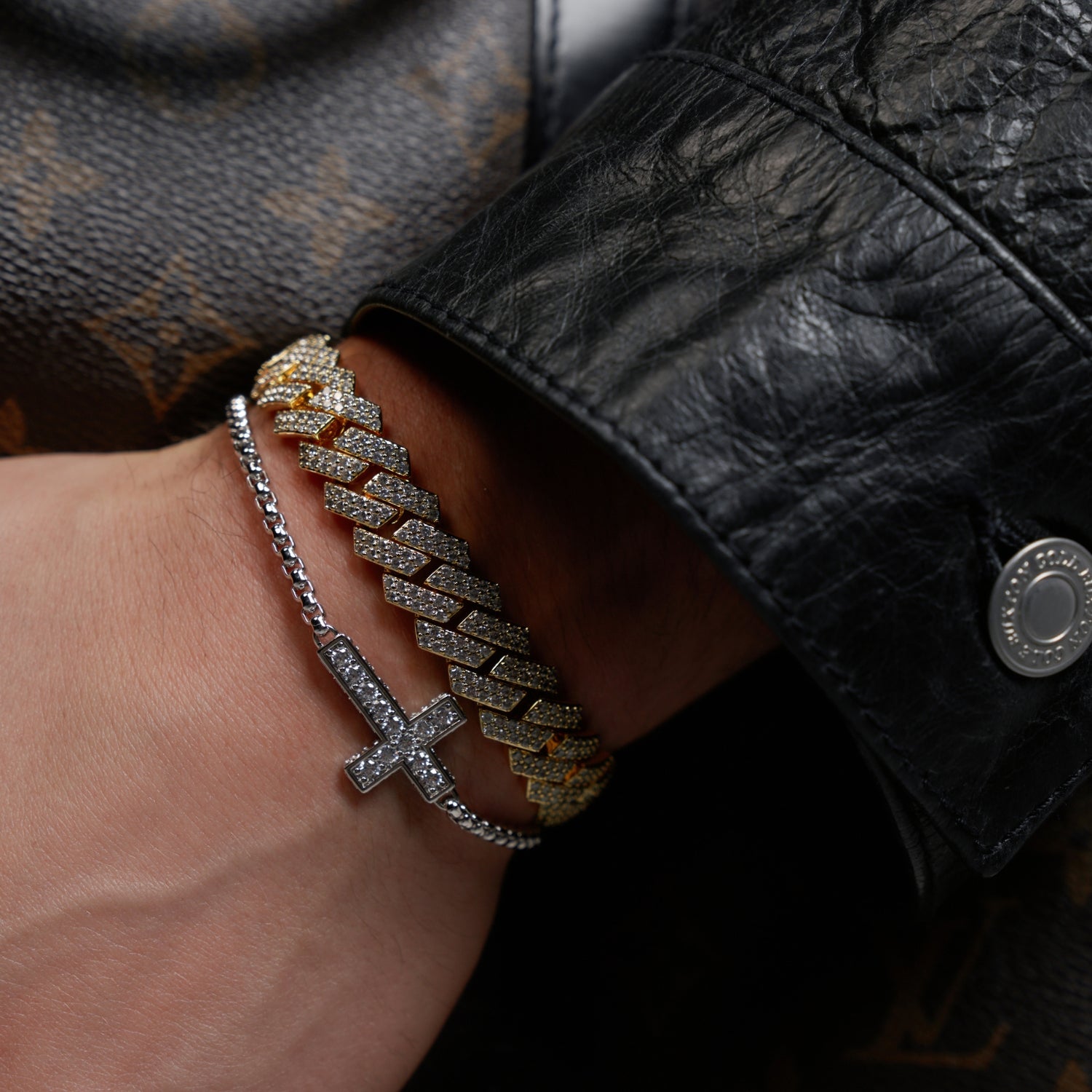 Prong Link Iced Cuban Bracelet (Gold) 12mm