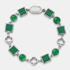 Green Quartz Gemstone Bracelet (Silver)