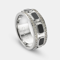 Iced Onyx Band Ring (Silver)