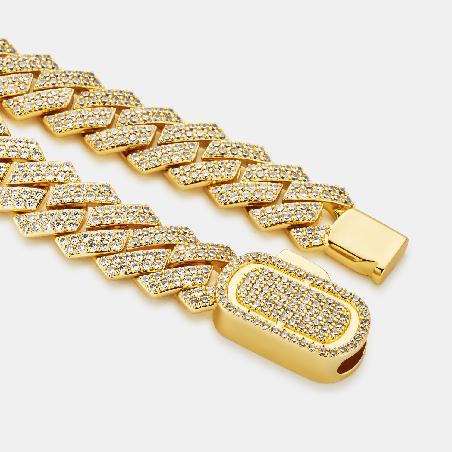 Prong Link Iced Cuban Bracelet (Gold) 12mm