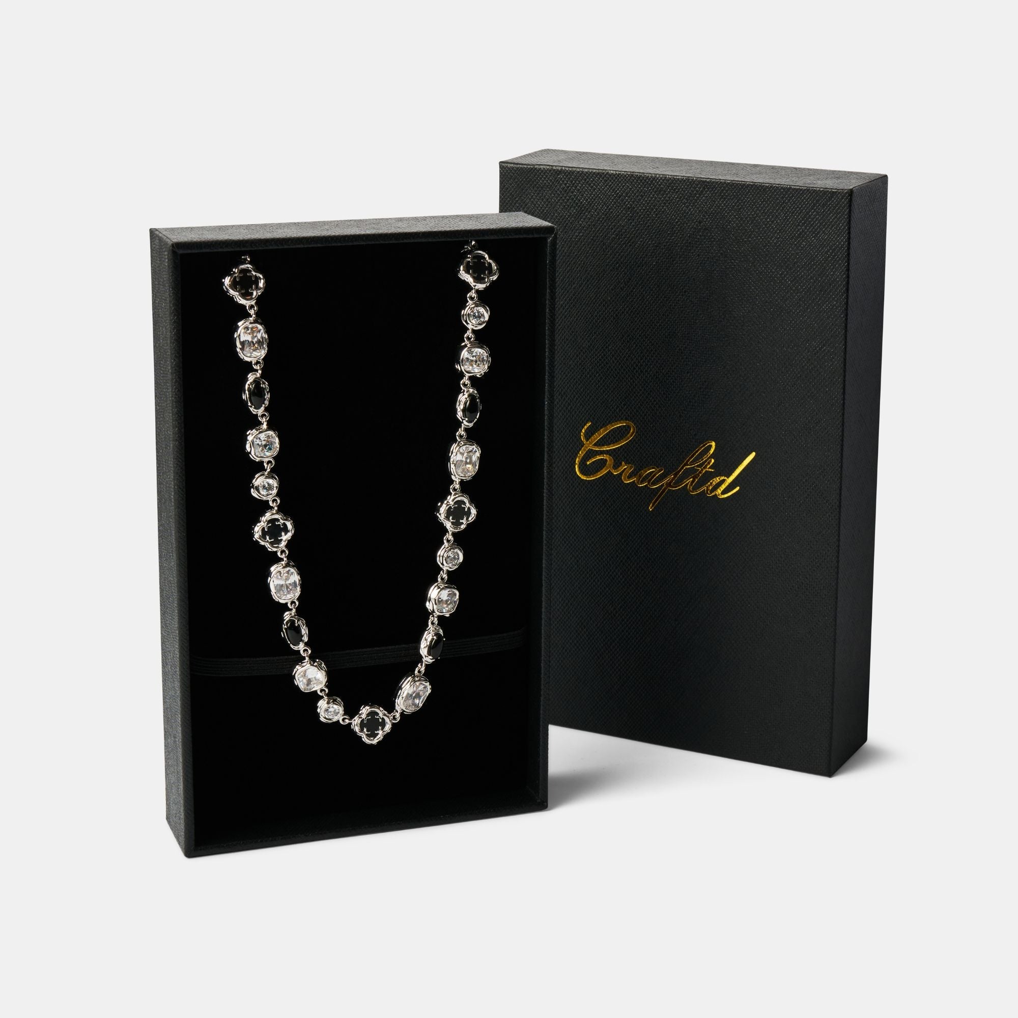 Melted Onyx Gemstone Necklace (Silver)