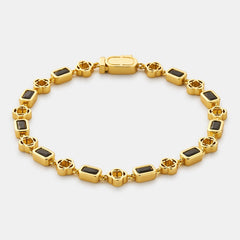 Onyx Gemstone Clover Bracelet (Gold)