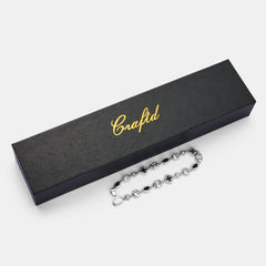 Melted Onyx Gemstone Bracelet (Silver)