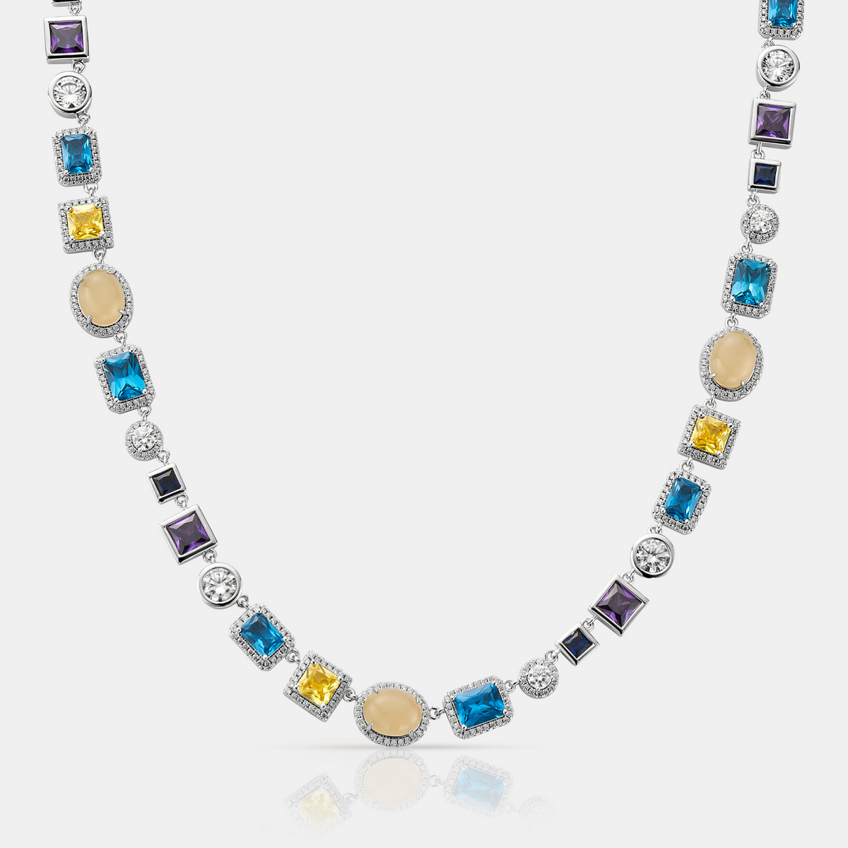 Sapphire Gemstone Necklace (Silver)