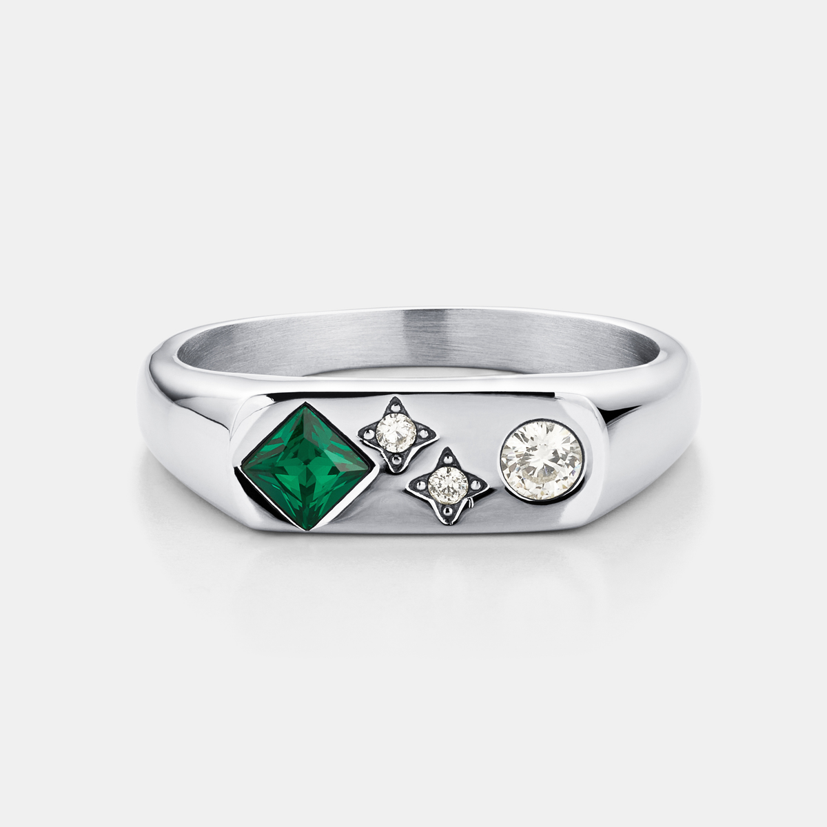 Vintage Stone Signet Ring (Silver)