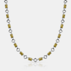 Yellow Gemstone Clover Necklace (Silver)